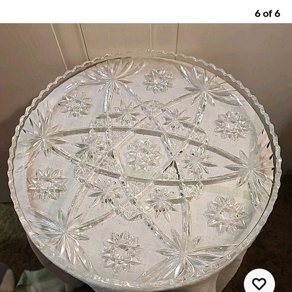 Early American Prescut Star of DAVID 13 1/2 Platter 1970's Anchor Hocking Glass - Picture 6 of 6